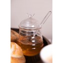 2Clayre & Eef Pot de miel avec cuillère Ø 8*12 cm Transparent Verre