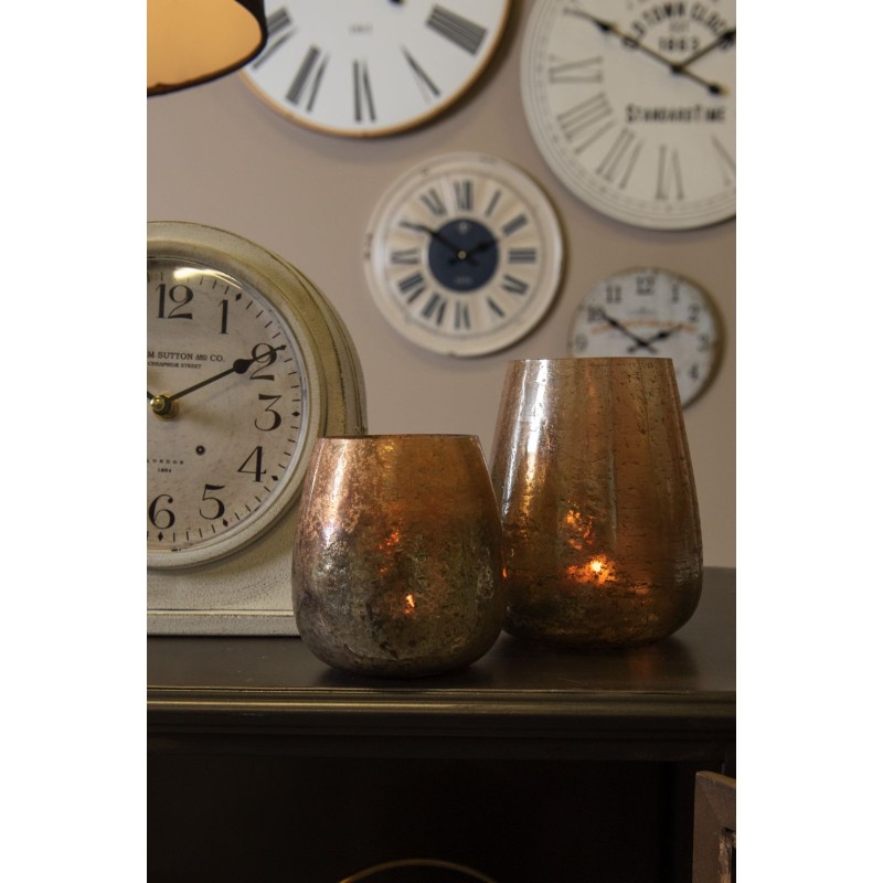 Clayre & Eef Teelichthalter Ø 11x14 cm Goldfarbig Glas