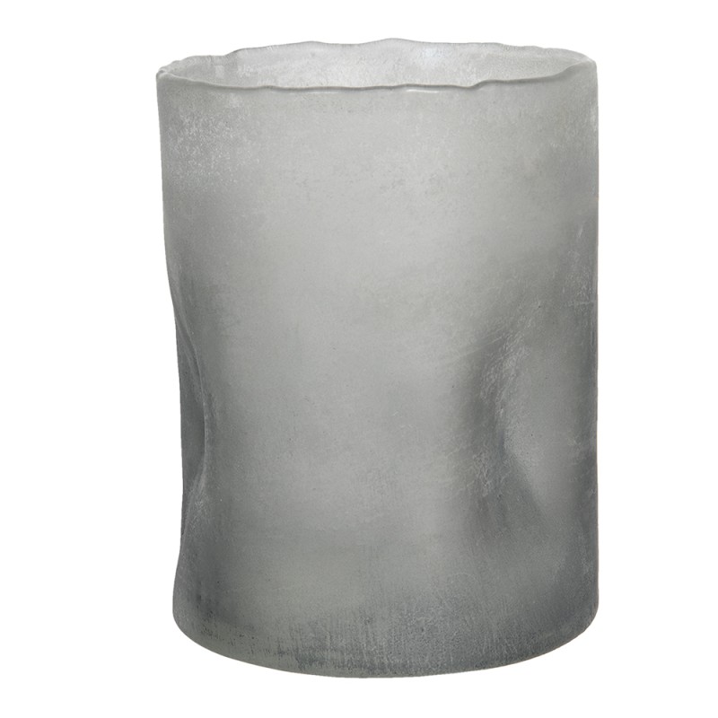 Clayre & Eef Tealight Holder Ø 15x20 cm Grey Glass Round