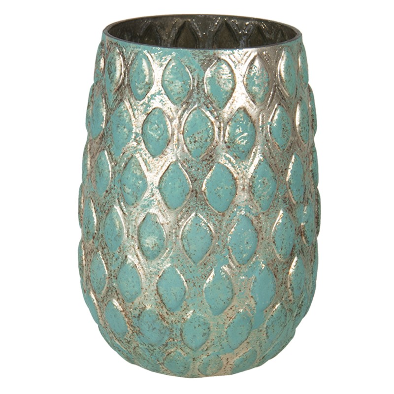 Clayre & Eef Vase Ø 11x16 cm Turquoise Verre Rond