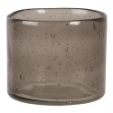 Clayre & Eef Tealight Holder Ø 10x8 cm Grey Glass Round