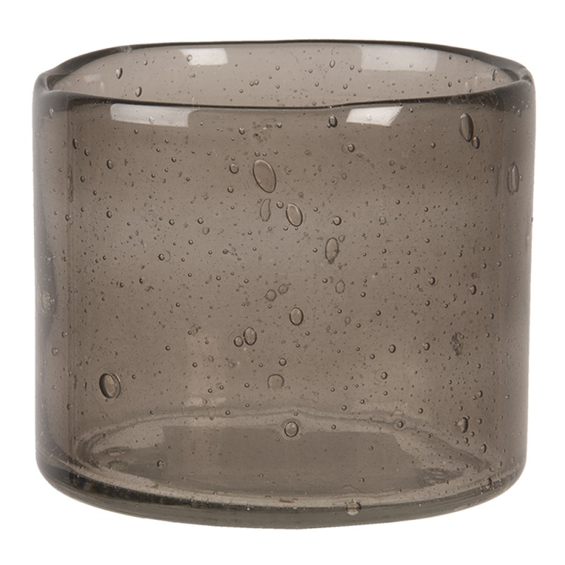 Clayre & Eef Teelichthalter Ø 10x8 cm Grau Glas Rund
