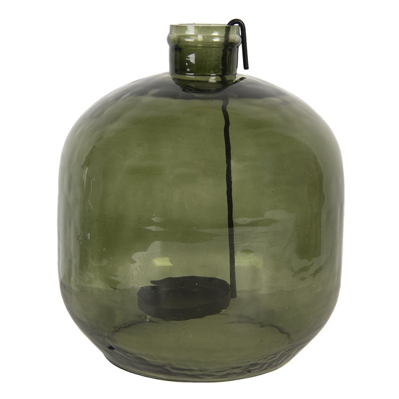Clayre & Eef Tealight Holder Ø 18x20 cm Green Glass Round