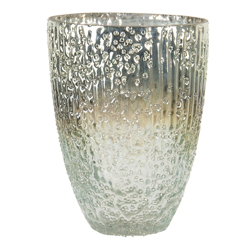 Clayre & Eef Tealight Holder Ø 11x15 cm Turquoise Glass Round