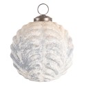 Clayre & Eef Christmas Bauble Ø 10 cm White Grey Glass Round