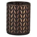 Clayre & Eef Tealight Holder Ø 8x10 cm Copper colored Black Glass Round