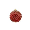 Clayre & Eef Christmas Bauble Set of 4 Ø 10 cm Red Glass Round
