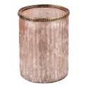Clayre & Eef Tealight Holder Ø 11x14 cm Beige Pink Glass Metal Round