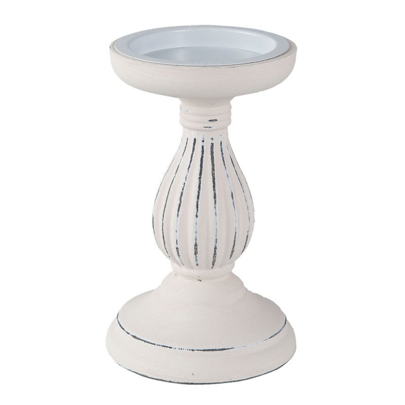Clayre & Eef Candle Holder Ø 11*17 cm White Wood