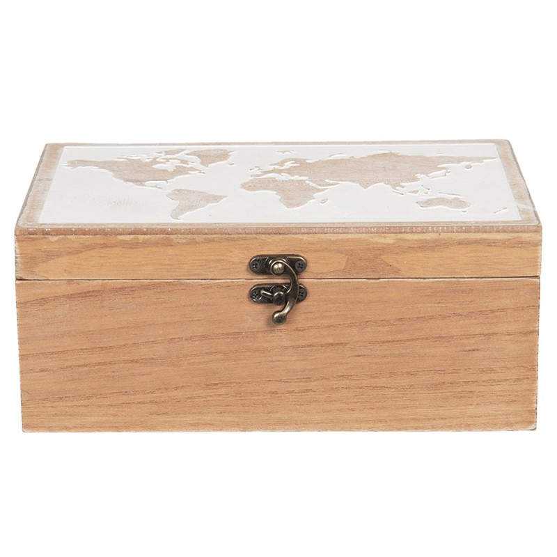 Clayre & Eef Storage Chest 24x16x10 cm Brown Wood Rectangle World Map