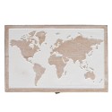 Clayre & Eef Coffre de rangement 24x16x10 cm Marron Bois Rectangle Carte du monde