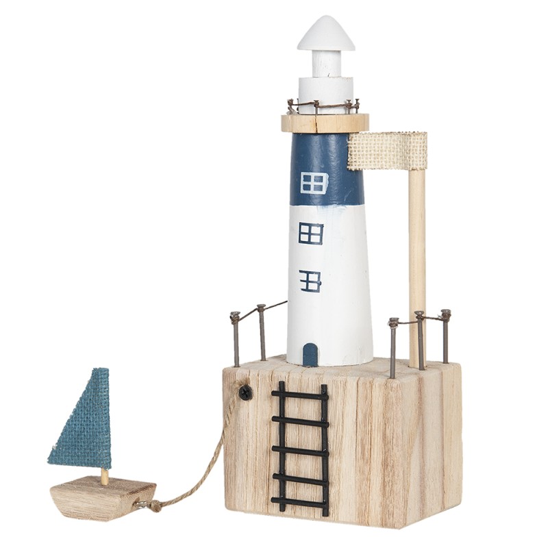Clayre & Eef Decoration Lighthouse 11x7x27 cm Brown Wood Rectangle