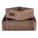 Clayre & Eef Dekoration Serviertablett 3er Set Braun Holz Quadrat