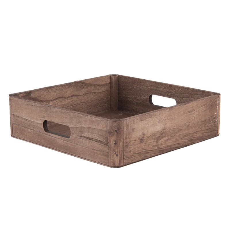 Clayre & Eef Dekoration Serviertablett 3er Set Braun Holz Quadrat