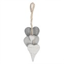 Clayre & Eef Pendant 8x5x32 cm Grey Wood Heart-Shaped