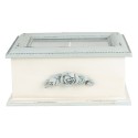 Clayre & Eef Tea Box with 1 Compartment 20x17x9 cm Blue Beige MDF Glass Rectangle