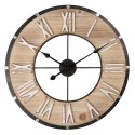 Clayre & Eef Wall Clock Ø 60 cm Brown Wood Metal Round