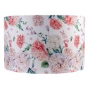 Clayre & Eef Lampshade Pendant Light Ø 45x28 cm White Pink Textile Round Flowers