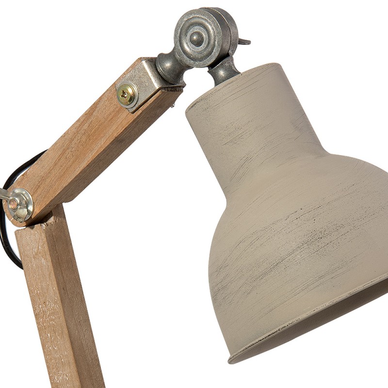 2Clayre & Eef Desk Lamp 15x15x47 cm  Brown Wood Iron