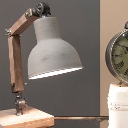 Clayre & Eef Desk Lamp 15*15*47 cm Brown Wood Iron