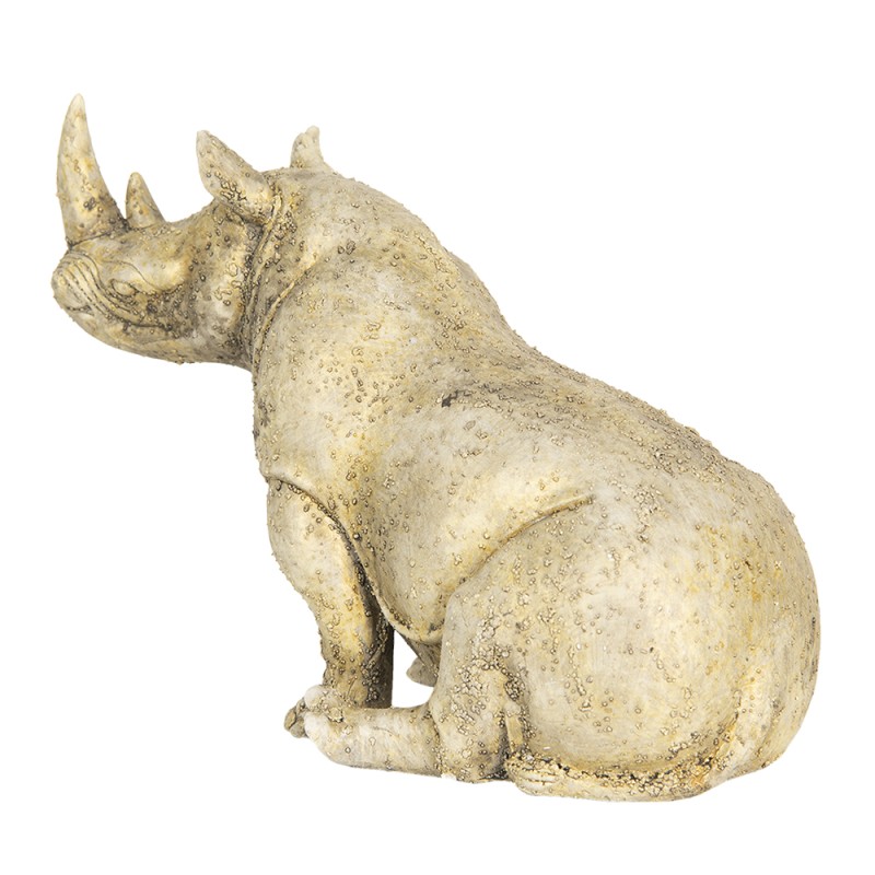 Clayre & Eef Figurine Rhinocéros 27x15x17 cm Beige Polyrésine Rhinocéros