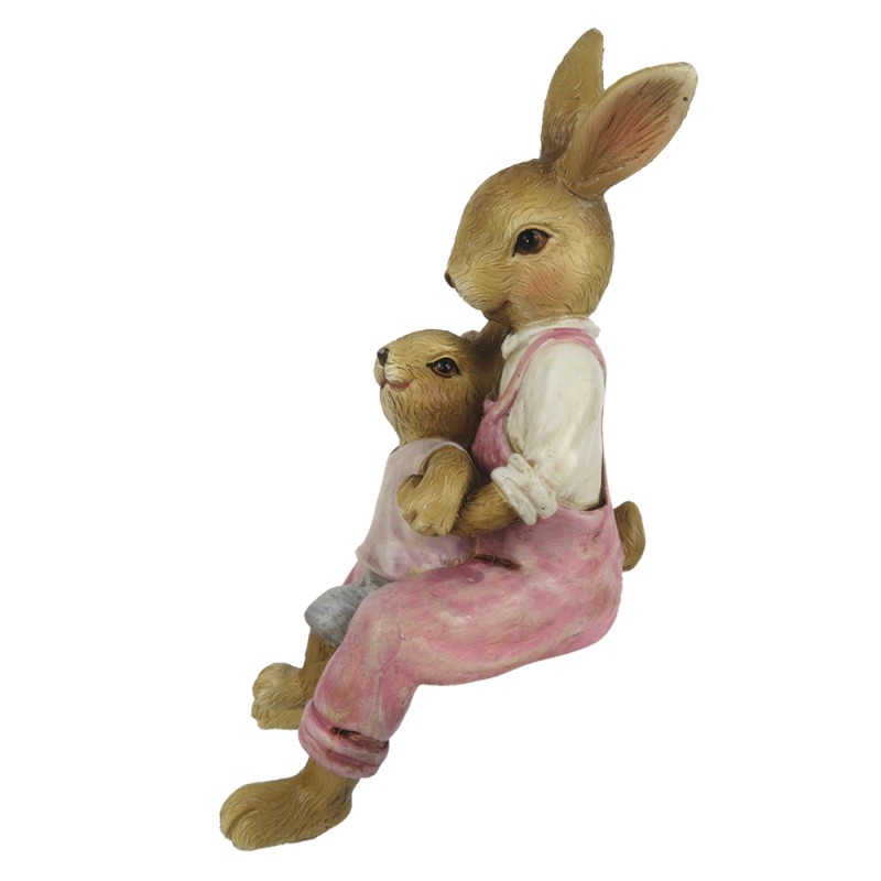 Clayre & Eef Figur Kaninchen 15 cm Rosa Polyresin