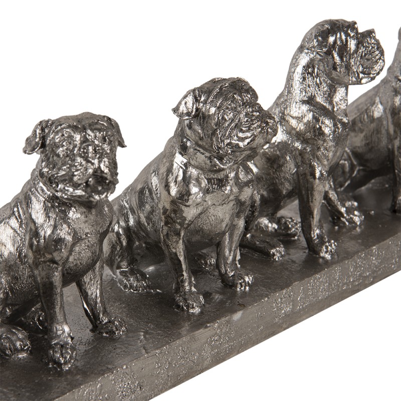 Clayre & Eef Figurine Dog 52x12x14 cm Silver colored Polyresin