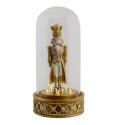 Clayre & Eef Glass Bell Jar Nutcracker 24 cm  LED Gold colored Plastic Glass