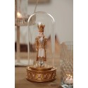 Clayre & Eef Glass Bell Jar Nutcracker 24 cm  LED Gold colored Plastic Glass