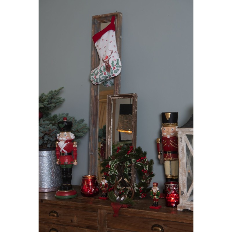 Clayre & Eef Hook Christmas Stocking Antler 18x24x15 cm Red Brown Plastic