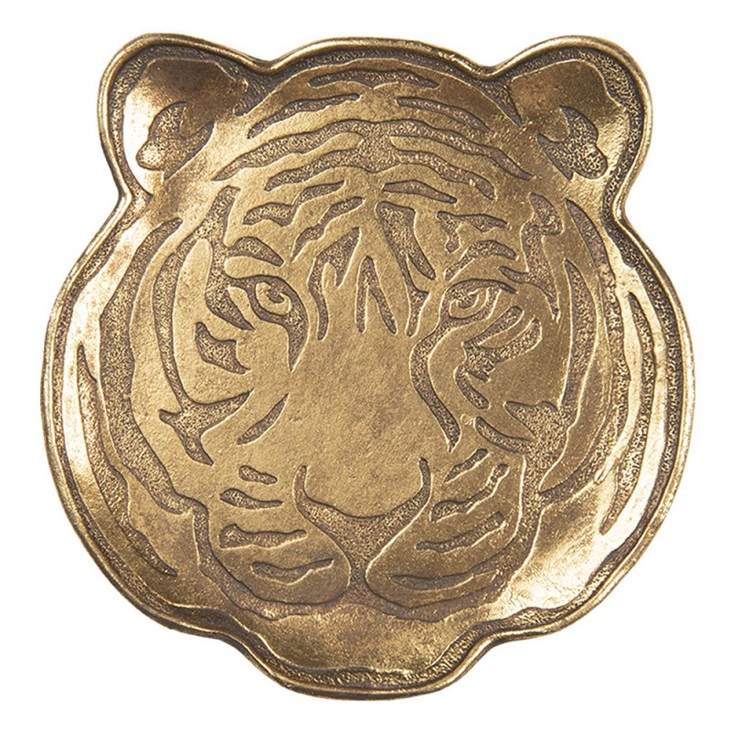 Clayre & Eef Dekoration Serviertablett Tiger 14x14 cm Goldfarbig Polyresin
