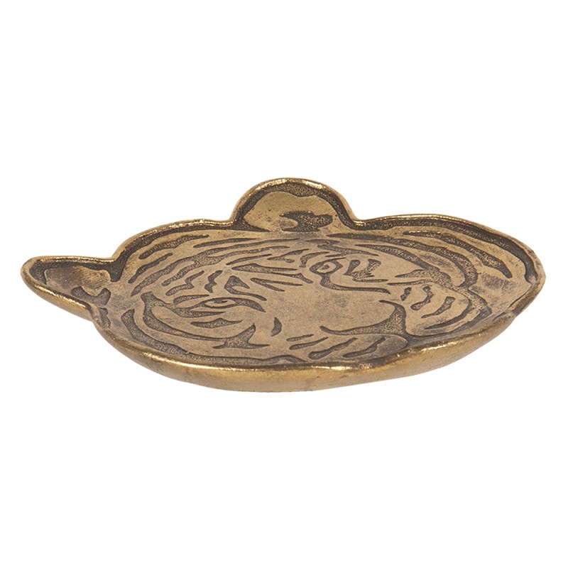 Clayre & Eef Decorative Serving Tray Tiger 14x14 cm Gold colored Polyresin