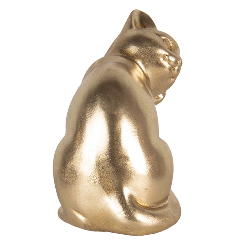 Clayre & Eef Figur Katze 21x13x20 cm Goldfarbig Polyresin