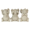 Clayre & Eef Figurine décorative set de 3 Éléphant 6x5x9 cm Gris Polyrésine