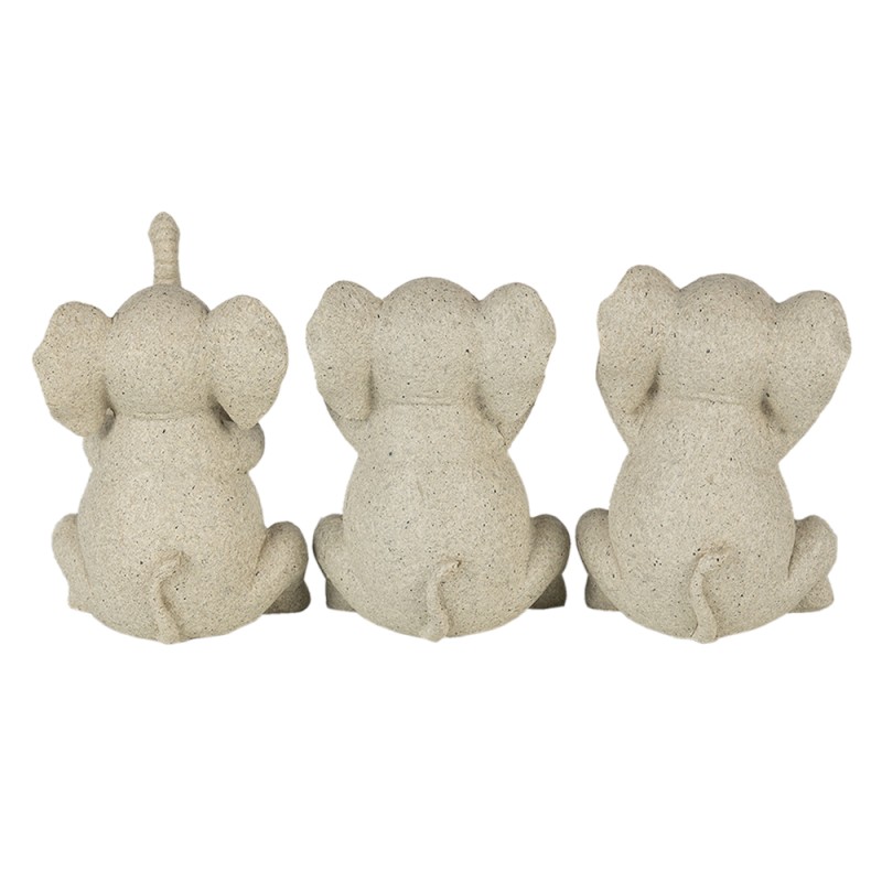 Clayre & Eef Decorative Figurine Set of 3 Elephant 6x5x9 cm Grey Polyresin