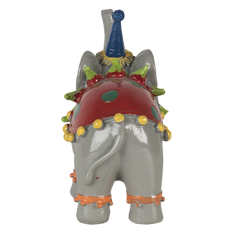Clayre & Eef Figurine Elephant 13x6x11 cm Red Grey Polyresin