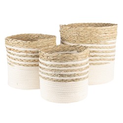 Clayre & Eef Storage Baskets Set of 3 6RO0473 Ø 31*34 cm Gold 