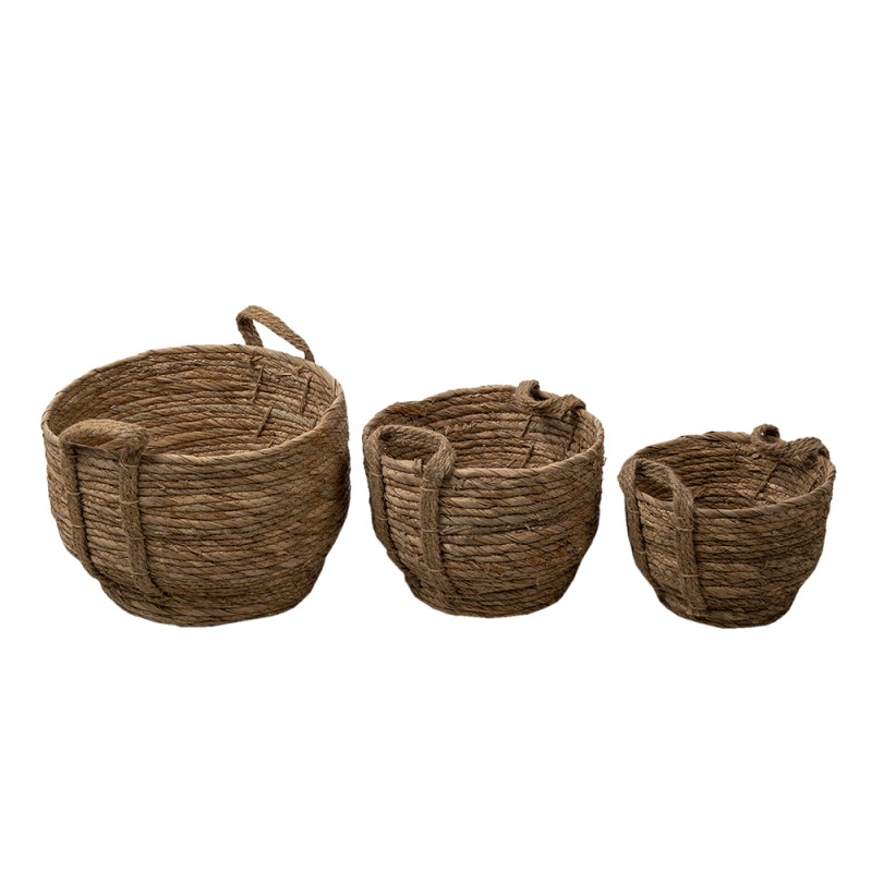Clayre & Eef Storage Basket Set of 3 Ø 33 Ø 24 Ø 18 cm Brown Seagrass