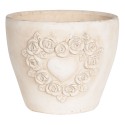 Clayre & Eef Pot de fleurs 17x17x15 cm Blanc Terre cuite Rond Roses