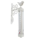 Clayre & Eef Thermometer Buiten  19x4x29 cm Wit Ijzer Rond Vogel