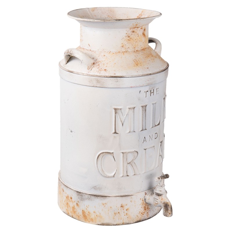 Clayre & Eef Pot à lait de décoration avec robinet 8000 ml Blanc Métal Rond