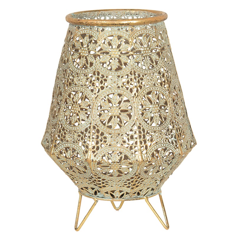 Clayre & Eef Wind Light 21x20x29 cm Gold colored Iron Glass Round Flowers