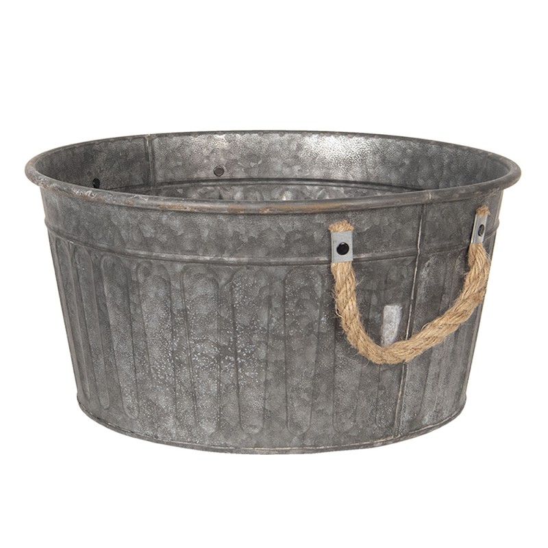 Clayre & Eef Decorative Bucket Set of 2 Grey Iron Round
