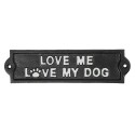 Clayre & Eef Tekstbord  22x6 cm Zwart Metaal Rechthoek Love Dog