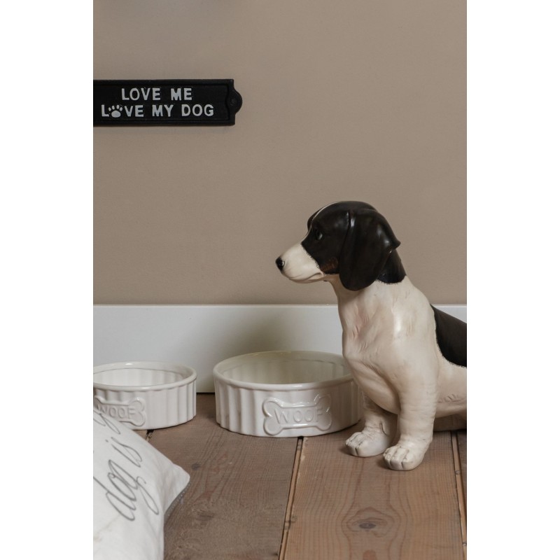 Clayre & Eef Plaque de texte 22x6 cm Noir Métal Rectangle Love Dog