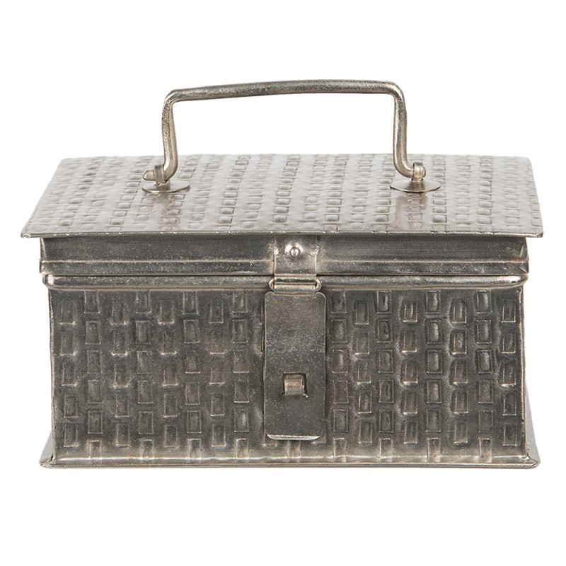 Clayre & Eef Storage Box 21x14x11 cm Silver colored Iron Rectangle