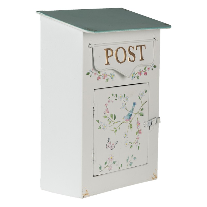 Clayre & Eef Mailbox 22x12x31 cm Beige Green Metal Rectangle Post