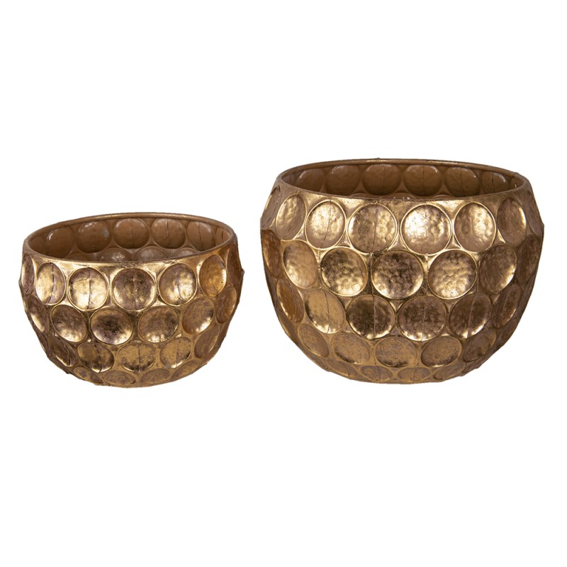 Clayre & Eef Planter Set of 2 Gold colored Metal Round