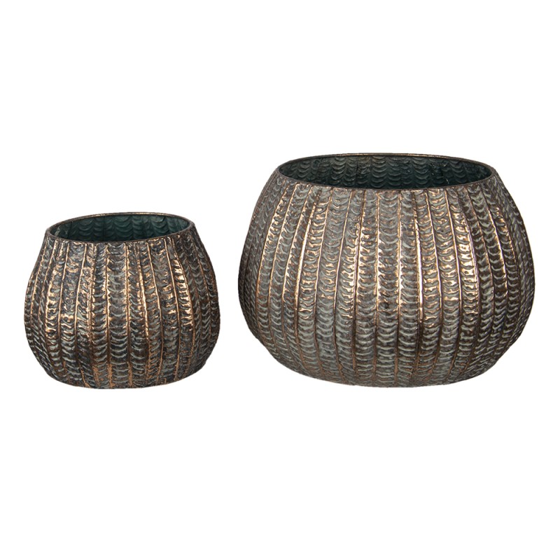 Clayre & Eef Planter Set of 2 Copper colored Metal Round