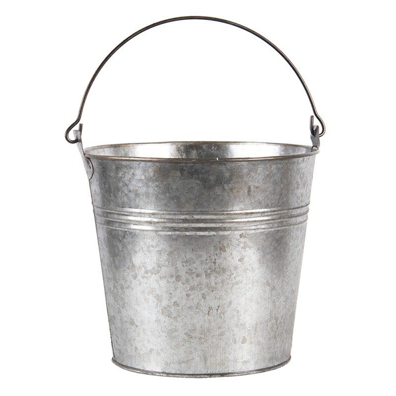 Clayre & Eef Decorative Bucket Ø 18x16/26 cm Grey Zinc